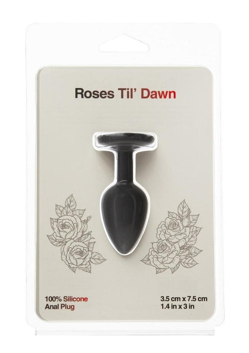 Load image 1 in gallery view. Roses Til Dawn Silicone Butt Plug - Black - Small