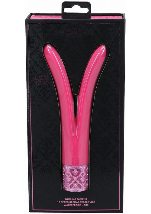Load image 1 in gallery view. Royal Gems Dueling Queens Rechargeable Silicone Vibrator - Pink