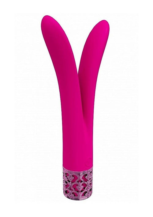Load image 1 in gallery view. Royal Gems Dueling Queens Rechargeable Silicone Vibrator - Pink