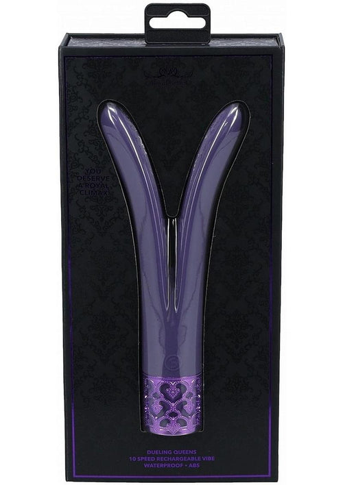 Load image 1 in gallery view. Royal Gems Dueling Queens Rechargeable Silicone Vibrator - Purple