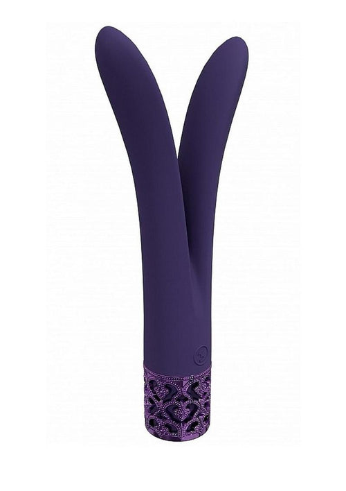 Load image 1 in gallery view. Royal Gems Dueling Queens Rechargeable Silicone Vibrator - Purple