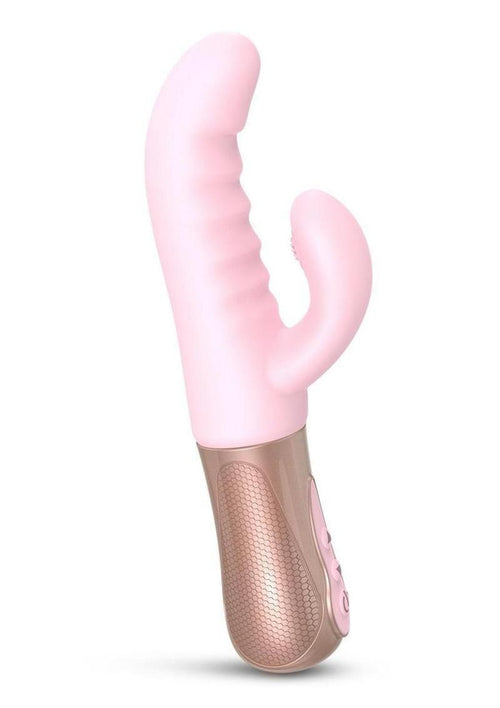 Load image 1 in gallery view. Sassy Bunny Dual Motor Rechargeable Silicone Thrusting Rabbit Vibrator - Baby Pink/Pink