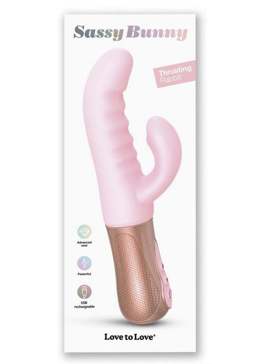 Load image 1 in gallery view. Sassy Bunny Dual Motor Rechargeable Silicone Thrusting Rabbit Vibrator - Baby Pink/Pink
