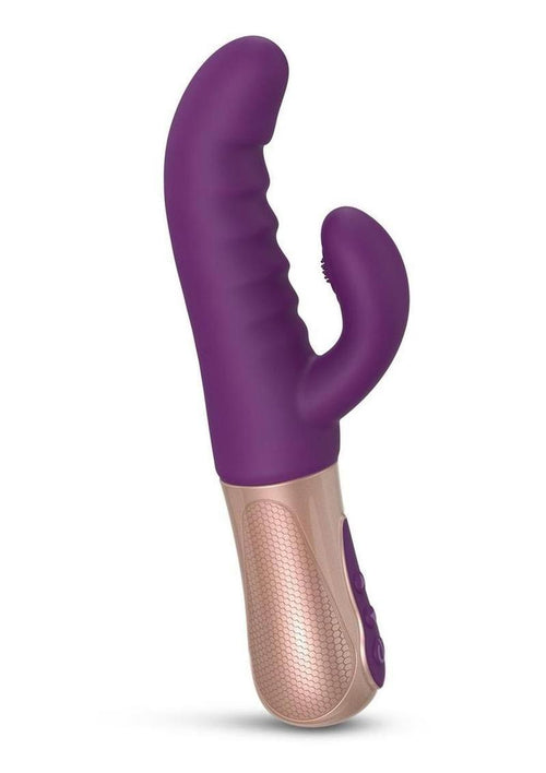 Load image 1 in gallery view. Sassy Bunny Dual Motor Rechargeable Silicone Thrusting Rabbit Vibrator - Purple/Purple Rain