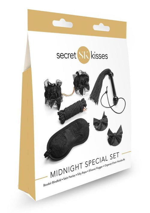 Load image 1 in gallery view. Secret Kisses Midnight Special Set Bondage 5 Piece Collection - Black