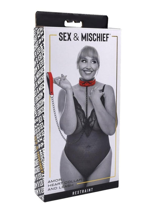 Load image 1 in gallery view. Sex and Mischief Amor Collar and Leash - Black/Rose Gold