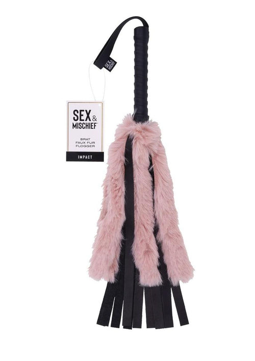 Load image 1 in gallery view. Sex and Mischief Brat Faux Fur Flogger - Black/Rose Gold