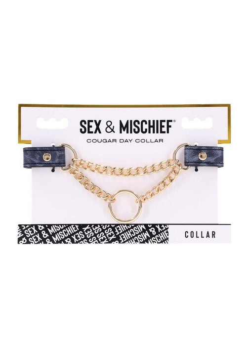 Load image 1 in gallery view. Sex and Mischief Cougar Day Collar - Blue/Gold/Navy