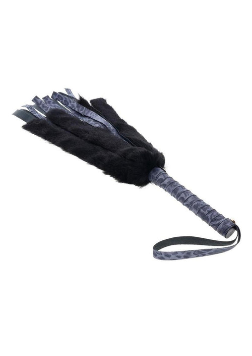 Load image 1 in gallery view. Sex and Mischief Cougar Faux Fur Flogger - Black/Blue/Navy