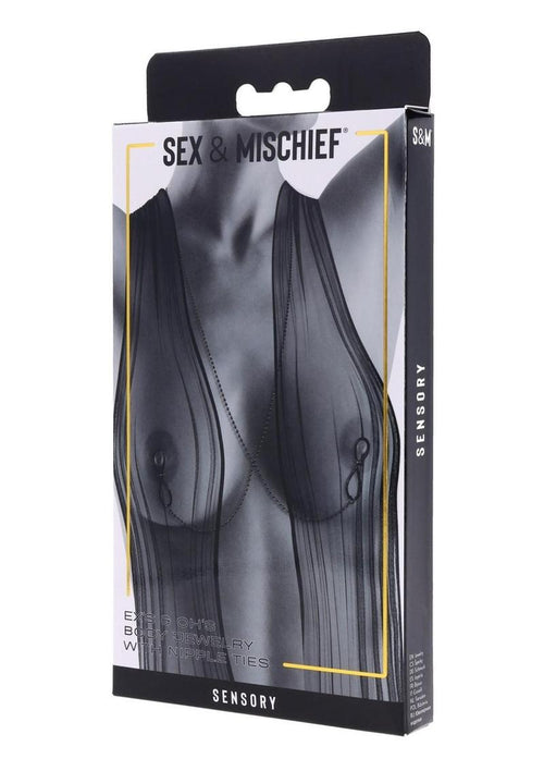 Load image 1 in gallery view. Sex and Mischief Ex's Andamp; Oh's Body Jewelry with Nipple Ties - Black