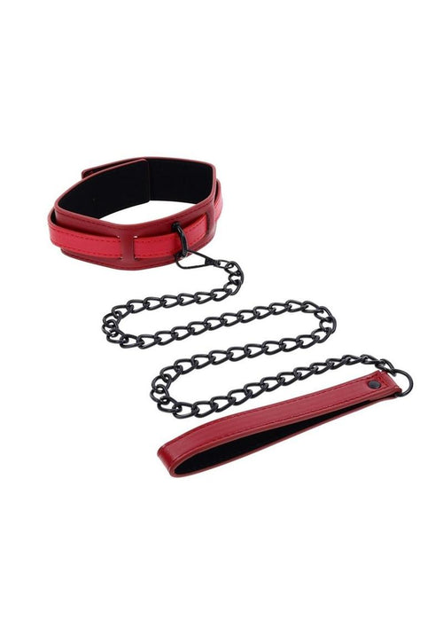 Load image 1 in gallery view. Sex and Mischief Ex's Andamp; Oh's Collar and Leash - Black/Red