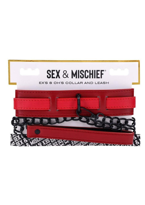 Load image 1 in gallery view. Sex and Mischief Ex's Andamp; Oh's Collar and Leash - Black/Red