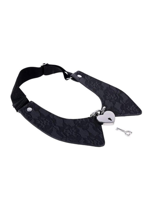 Load image 1 in gallery view. Sex and Mischief Heartbound Lace Day Collar - Black/Silver