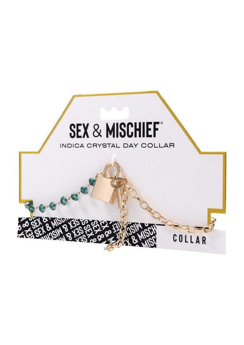 Load image 1 in gallery view. Sex and Mischief Indica Crystal Day Collar - Gold/Green