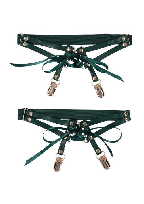 Load image 1 in gallery view. Sex and Mischief Indica Laced Up Garter - Green