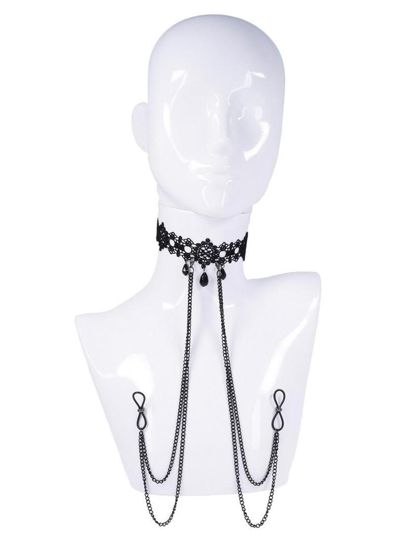 Sex and Mischief Lace Collar with Nipple Ties Sex and Mischief