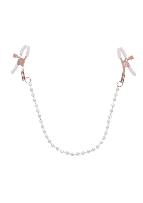 Load image 1 in gallery view. Sex and Mischief Peaches 'N Creame Pearl Nipple Clamps - Ivory/Rose Gold