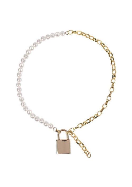 Load image 1 in gallery view. Sex and Mischief Pearl Day Collar - Gold/White