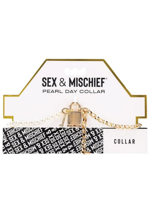 Load image 1 in gallery view. Sex and Mischief Pearl Day Collar - Gold/White