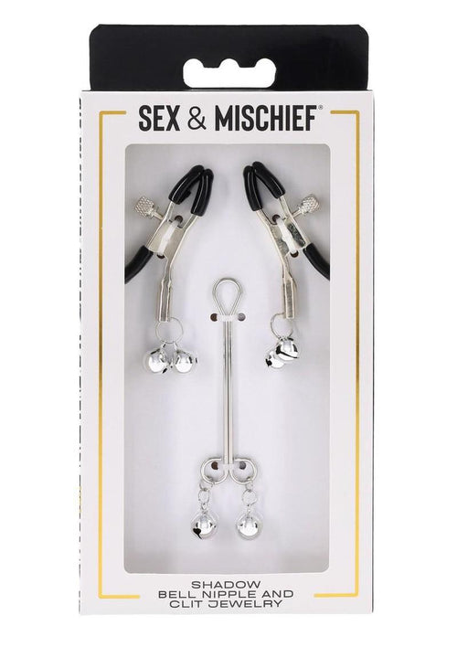 Load image 1 in gallery view. Sex and Mischief Shadow Bell Nipple Clit Jewelry - Black/Silver