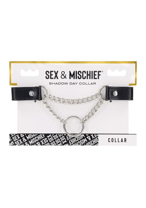 Load image 1 in gallery view. Sex and Mischief Shadow Day Collar - Black/Metal/Silver