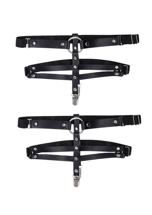 Load image 1 in gallery view. Sex and Mischief Shadow Garters - Black/Silver