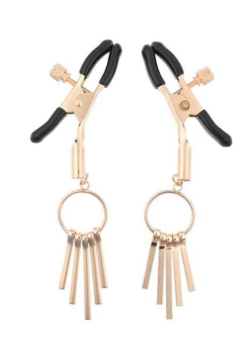 Load image 1 in gallery view. Sex and Mischief Verge Nipple Clamps - Black/Gold
