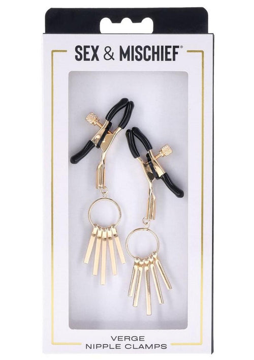 Load image 1 in gallery view. Sex and Mischief Verge Nipple Clamps - Black/Gold