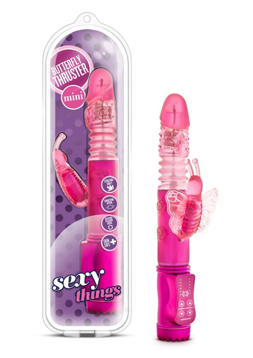 Load image 1 in gallery view. Sexy Things Butterfly Thruster Mini Rabbit Vibrator - Fuchsia/Pink