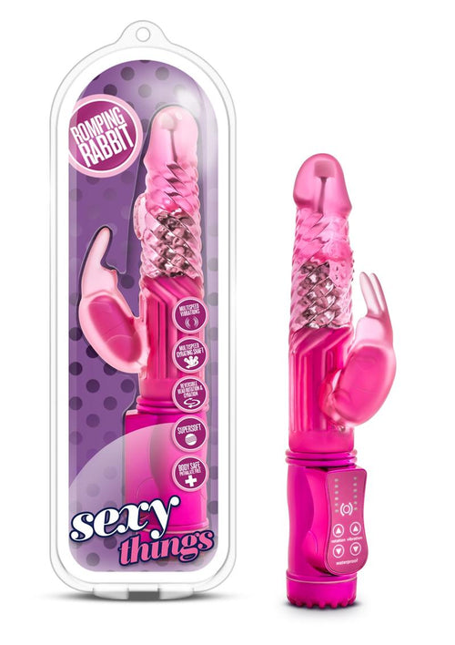 Load image 1 in gallery view. Sexy Things Romping Beaded Rabbit Vibrator - Fuchsia/Pink