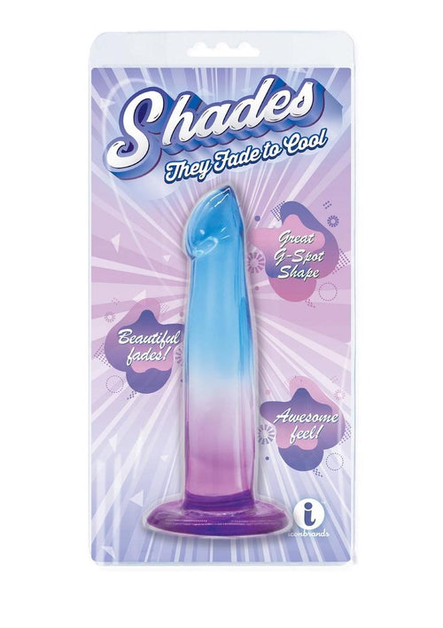 Load image 1 in gallery view. Shades G-Spot Dildo with Suction Cup - Blue/Purple - 6.25in