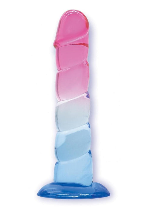 Load image 1 in gallery view. Shades Swirl Dildo with Suction Cup - Blue/Pink - 7.5in