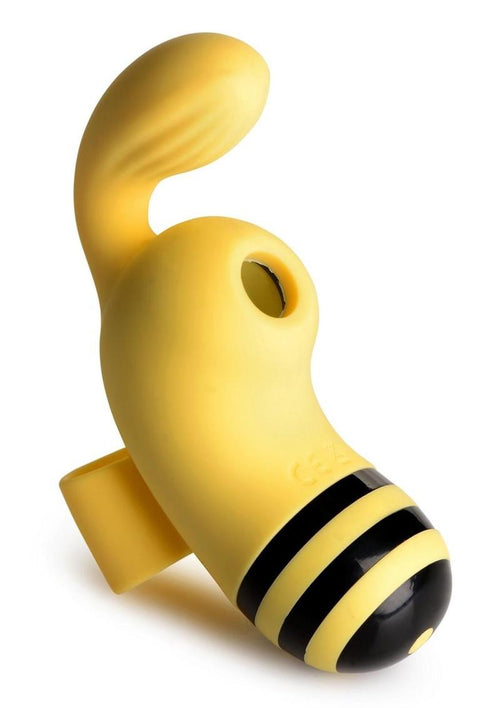 Load image 1 in gallery view. Shegasm Sucky Bee Rechargeable Silicone Clitoral Stimulating Finger Vibrator - Black/Yellow
