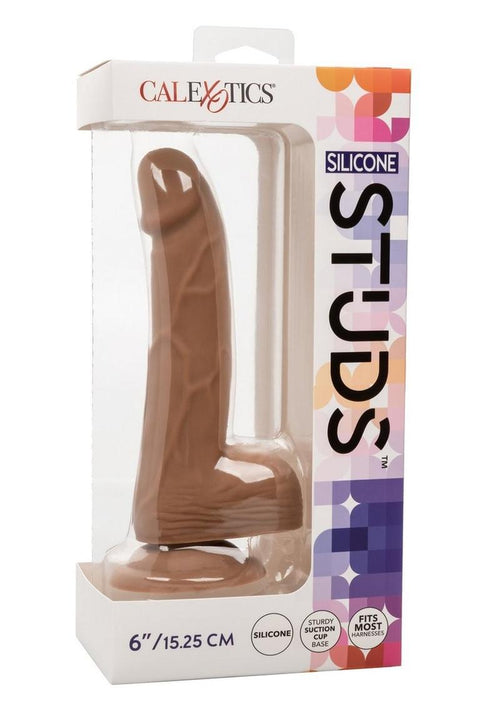 Load image 1 in gallery view. Silicone Studs Realistic Dildo - Caramel - 6in