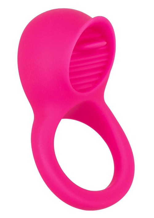 Load image 1 in gallery view. Silicone Vibrating Teasing Tongue Enhancer Cock Ring - Pink