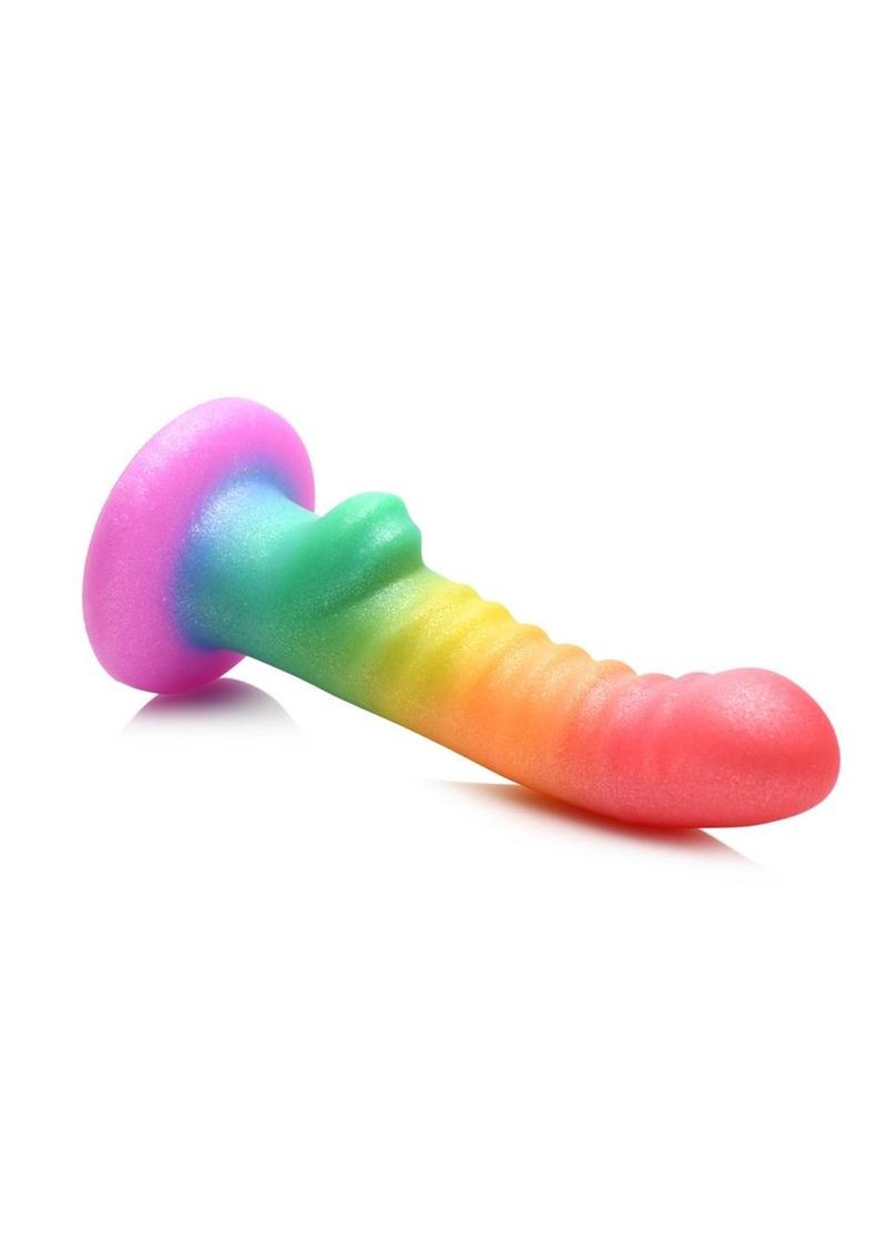 Simply Sweet Ribbed Silicone Rainbow Dildo Simply Sweet