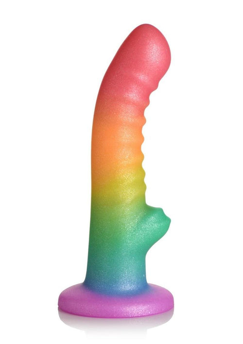 Load image 1 in gallery view. Simply Sweet Ribbed Silicone Rainbow Dildo - Multicolor