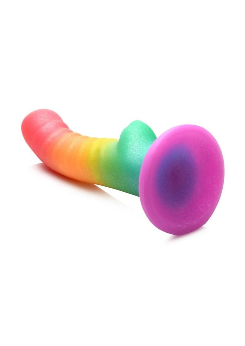 Simply Sweet Ribbed Silicone Rainbow Dildo Simply Sweet