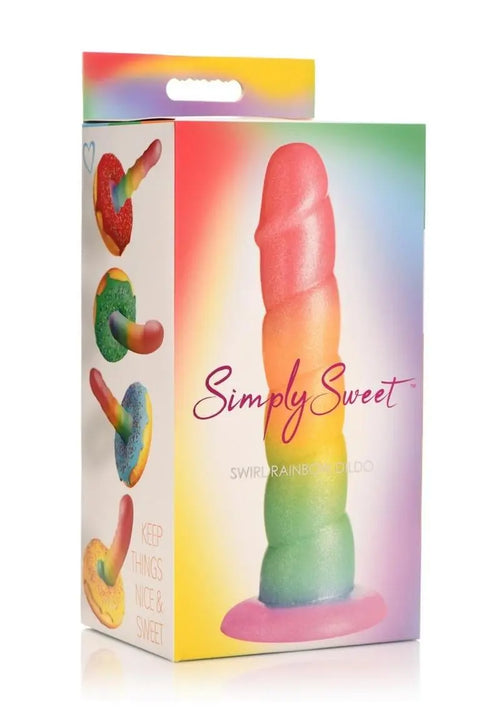 Load image 1 in gallery view. Simply Sweet Swirl Silicone Rainbow Dildo - Multicolor