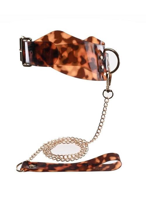 Load image 1 in gallery view. Sincerely Amber Collar and Leash - Animal Print/Gold