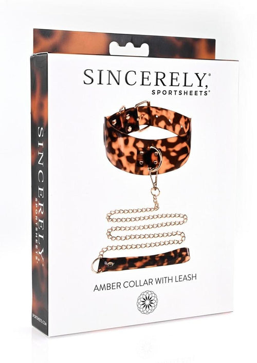 Load image 1 in gallery view. Sincerely Amber Collar and Leash - Animal Print/Gold