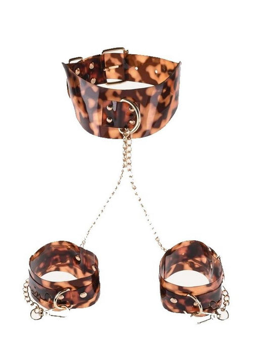 Load image 1 in gallery view. Sincerely Amber Neck and Wrist Restraint - Animal Print/Gold
