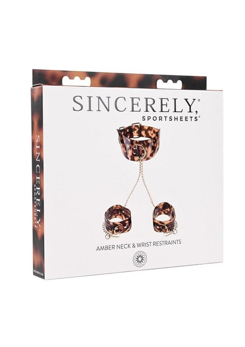 Load image 1 in gallery view. Sincerely Amber Neck and Wrist Restraint - Animal Print/Gold