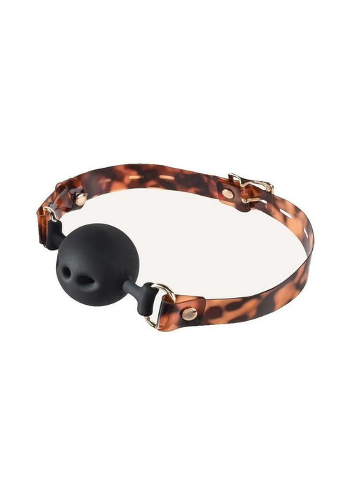 Load image 1 in gallery view. Sincerely Amber Silicone Ball Gag - Animal Print/Gold