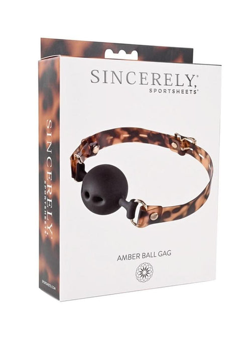 Load image 1 in gallery view. Sincerely Amber Silicone Ball Gag - Animal Print/Gold