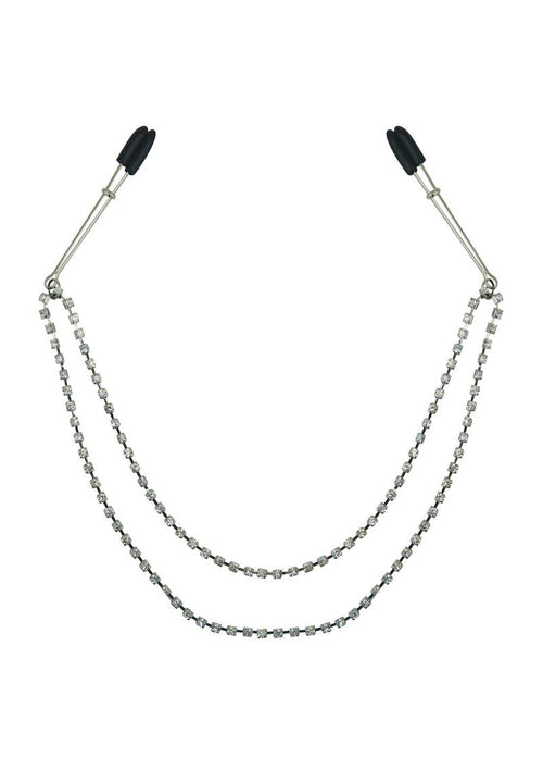 Load image 1 in gallery view. Sincerely Bling Nipple Clips - Black/Metal/Silver - 20in