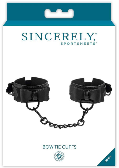 Load image 1 in gallery view. Sincerely Bow Tie Cuffs - Black
