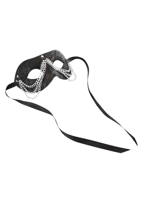 Load image 1 in gallery view. Sincerely Chained Lace Mask - Black/Metal
