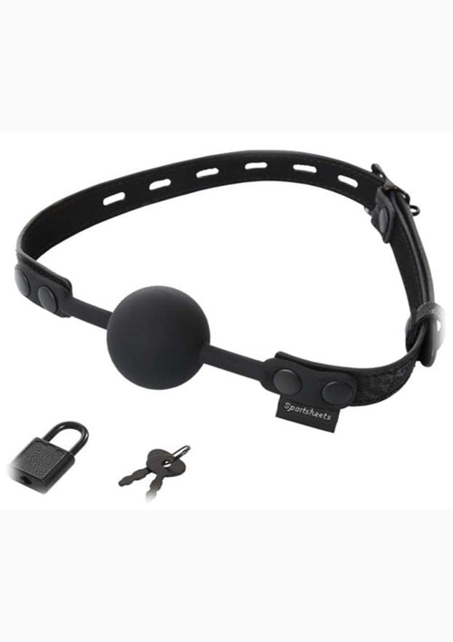 Load image 1 in gallery view. Sincerely Locking Lace Ball Gag Silicone - Black