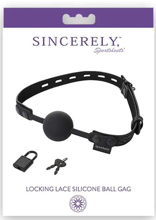 Load image 1 in gallery view. Sincerely Locking Lace Ball Gag Silicone - Black